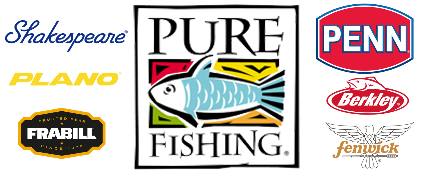 Pure Fishing brands logo collage